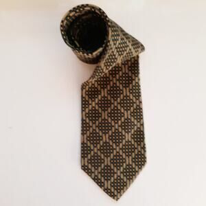 Jhane Barnes Diamond Pattern Silk Tie Gold Black